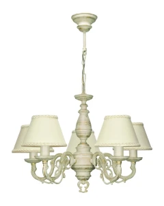 Postarzany żyrandol z abażurami ecru VIOLA O3005 W5 AB/1S/30/Le 5-ramienny