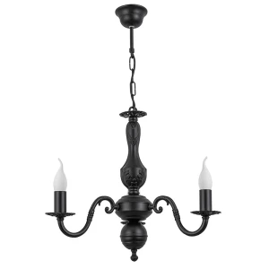 Klasyczny czarny żyrandol do sypialni płomyk LALKA O3043 W3 CZA/Le 3-ramienny