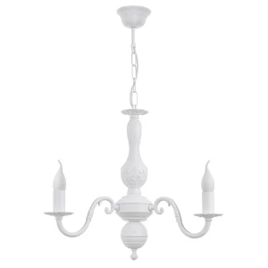 Stylowy biały żyrandol do sypialni płomyk LALKA O3043 W3 BIA/Le 3-ramienny