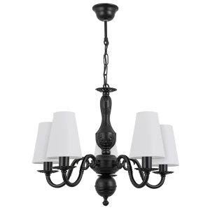 Elegancka czarna lampa wisząca do salonu LALKA O3045 W5 CZA/2S/01/Le 5-ramienna