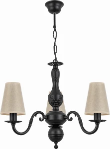 Stylowy czarny żyrandol ze złotymi abażurami LALKA O3043 W3 CZA/2S/07/Le 3-ramienny