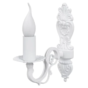 Biały kinkiet prowansalski płomyk NELA O3030 K1 BIA/Le