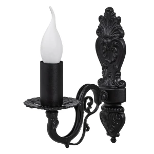 Ozdobny czarny kinkiet płomyk NELA O3030 K1 CZA/Le