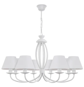 Elegancki biały żyrandol OLIVER O3058 W8 BIA/1S/01/Le 8-ramienny
