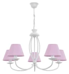 Stylowy żyrandol z różowymi abażurami 5-płomienny OLIVER O3055 W5 BIA/1S/32/Le 