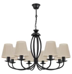 Czarny żyrandol  z abażurami OLIVER O3058 W8 CZA/AB/07/Le 8-ramienny 