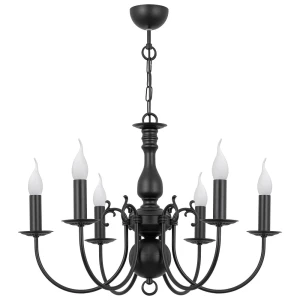 Czarny żyrandol świecznikowy 6-płomienny MARIA CZARNA CLASSIC O3126 W6 CZA/Le 6-ramienna 