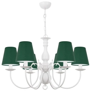 Klasyczny żyrandol z zielonymi abażurami MARIA BIAŁA O3126 W6 BIA/AB/35/Le           