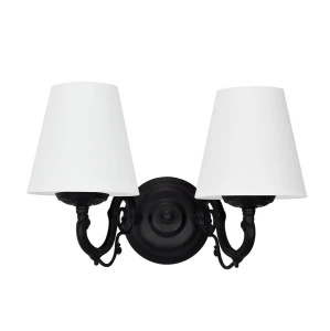 Klasyczny podwójny czarno- biały kinkiet VIOLA O3001 K2 CZA/AB/01/Le