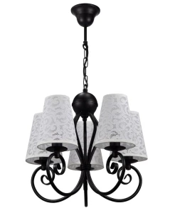 Lampa z koronkowymi abazurkami KLIWO 1386/27/28 pięcioramienna