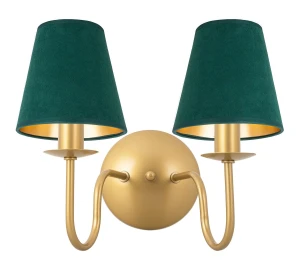 Złoty podwójny kinkiet ze złotymi abażurkami GOLDSUN AB 1339G/17/54