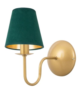 Złota lampa na ścianę z zielonym abażurem GOLDSUN AB 1338G/17/54
