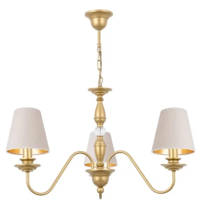Złoty żyrandol do salonu KRISTAL AB 4161G/17/50 3-ramienny 