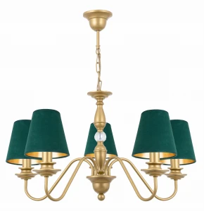 Elegancki żyrandol z zielonymi welurowymi abażurami KRISTAL AB 4160G/17/54