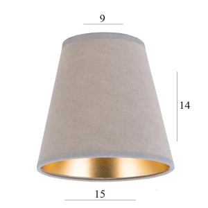 ABAŻUR do lampki stożek AB-E14 beżowy WELUR 9/15 wys 14 montaż na żarówkę