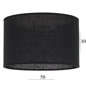 Abażur w kształcie dużego walca 6W-E27 czarny len 50/30 