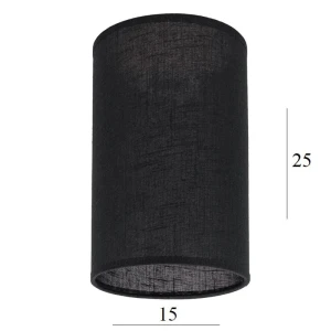 Abażur walec do lampki 3W-E27 czarny len 15/25 