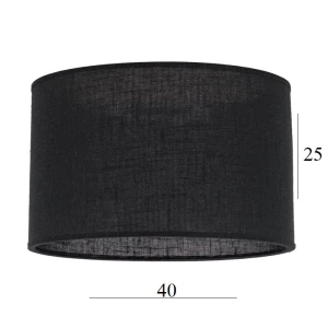 Abażur w kształcie dużego walca 14W E27 czarny len 40/25  