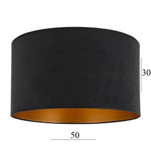 Abażur w kształcie dużego walca 6W-E27 czarny welur - 50/30   