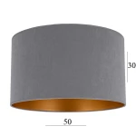Abażur w kształcie dużego walca 6W-E27 szary welur - 50/30       