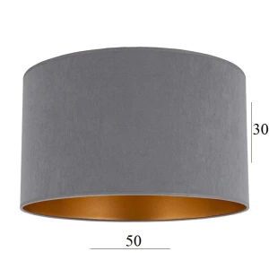 Abażur w kształcie dużego walca 6W-E27 szary welur - 50/30       