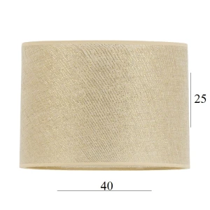 Abażur w kształcie dużego walca 14W E27 len ze złotą nitką 40/25     