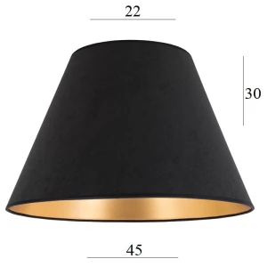 Duży abażur do lampy stojącej stożek 8S CZARNY WELUR 22/45 wys 30  