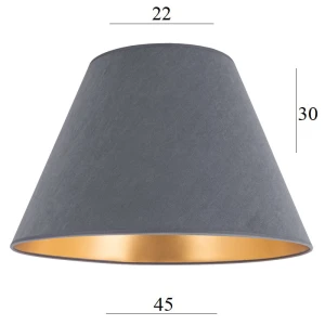 Duży abażur do lampy stojącej stożek 8S SZARY WELUR 22/45 wys 30     