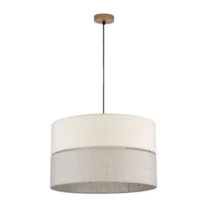 Lniana duża  lampa wisząca z abażurem ECEO 15773/TK         