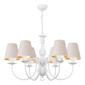 Elegancki żyrandol z abażurami z weluru MARIA BIAŁA O3126 W6 BIA/AB/50/Le