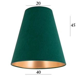 Duży welurowy abażur do lampy stojącej stożek 5S zielony 20/40 wys 45 