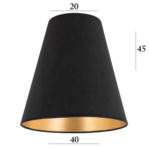 Duży welurowy abażur do lampy stojącej stożek 5S czarny 20/40 wys 45   