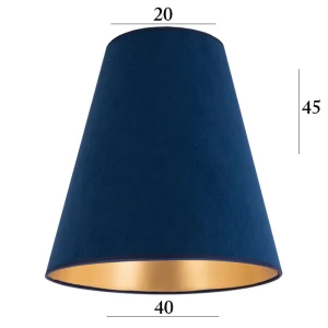 Duży welurowy abażur do lampy stojącej stożek 5S granatowy 20/40 wys 45    
