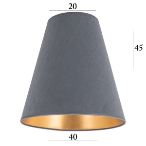 Duży welurowy abażur do lampy stojącej stożek 5S szary 20/40 wys 45       