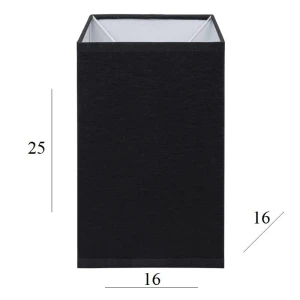 Abażur do lampy prostopadłościan 3K-E27 czarny 16/16 wys 25 
