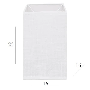 Abażur do lampy prostopadłościan 3K-E27 biały len 16/16 wys 25      