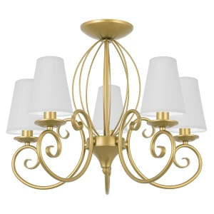 Klasyczny żyrandol z białymi abażurami DOMINO O3025 W5 ZL/2S/01/Le 5-ramienna 