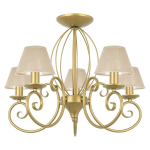 Elegancki złoty żyrandol DOMINO O3025 W5 ZL/1S/07/Le 5-ramienny
