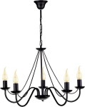 Czarny żyrandol świecznikowy do pokoju BARTO 13991/KA 5-ramienny 