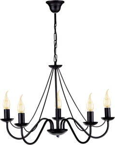 Czarny żyrandol świecznikowy do pokoju BARTO 13991/KA 5-ramienny 
