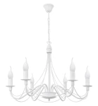 Świecznikowy biały żyrandol do pokoju HORTENSJA 1382-6/BIA 6-płomienny