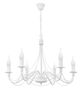 Świecznikowy biały żyrandol do pokoju HORTENSJA 1382-6/BIA 6-płomienny