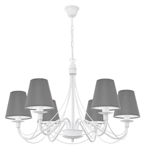 Żyrandol z abażurami do salonu HORTENSJA AB 382-6/BIA/08 6-płomienny