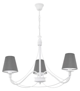 Żyrandol z abażurami do pokoju HORTENSJA AB 382-3/BIA/08 3-płomienny