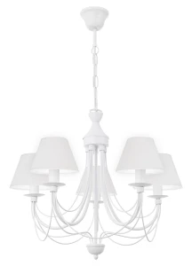 Biała lampa sufitowa z abażurami ROMANOS 1352-5/BIA/1S/01 5-płomienny 