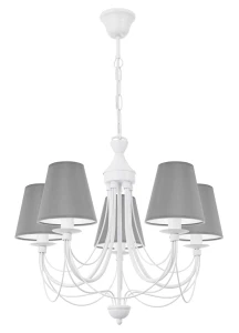 Lampa wisząca z szarymi abażurami  ROMANOS 1352-5/BIA/AB/08 5-płomienny    