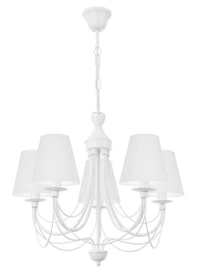 Biała lampa wisząca do pokoju  ROMANOS 1352-5/BIA/AB/01 5-płomienny     