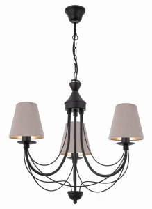 Stylowy żyrandol z beżowymi abażurami z weluru ROMANOS 1352-3/AB/56 3-płomienny