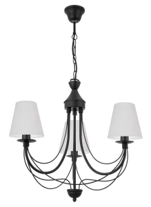 Klasyczny czarny żyrandol z białymi abażurkami ROMANOS 1352-3/AB/01