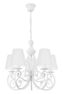 Kasyczna biała lampa wisząca do pokoju DALIA 1374-5/BIA/AB/01 5-płomienny  